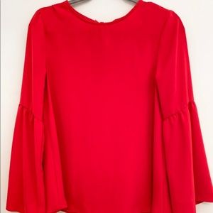 H&M red blouse with bell sleeves